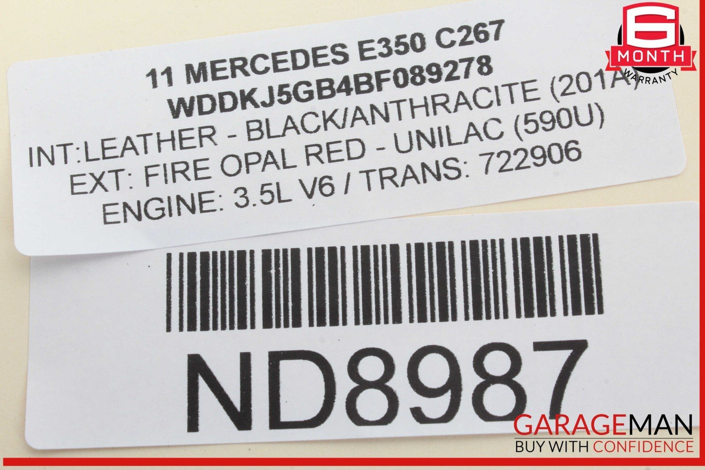 10-13 Mercedes W207 E350 Rear Right Passenger Side Inner Tail Light Lamp OEM