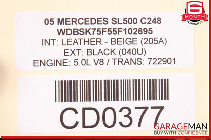 03-08 Mercedes R230 SL500 Front Hood Bonnet Cover Panel Assembly OEM