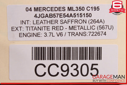 98-05 Mercedes W163 ML350 ML320 Front Hood Bonnet Panel Cover Assembly OEM
