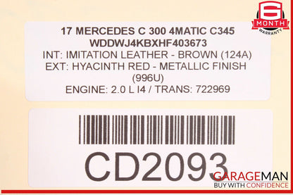 15-20 Mercedes W205 C300 4Matic Engine Motor Block Assembly OEM 79k