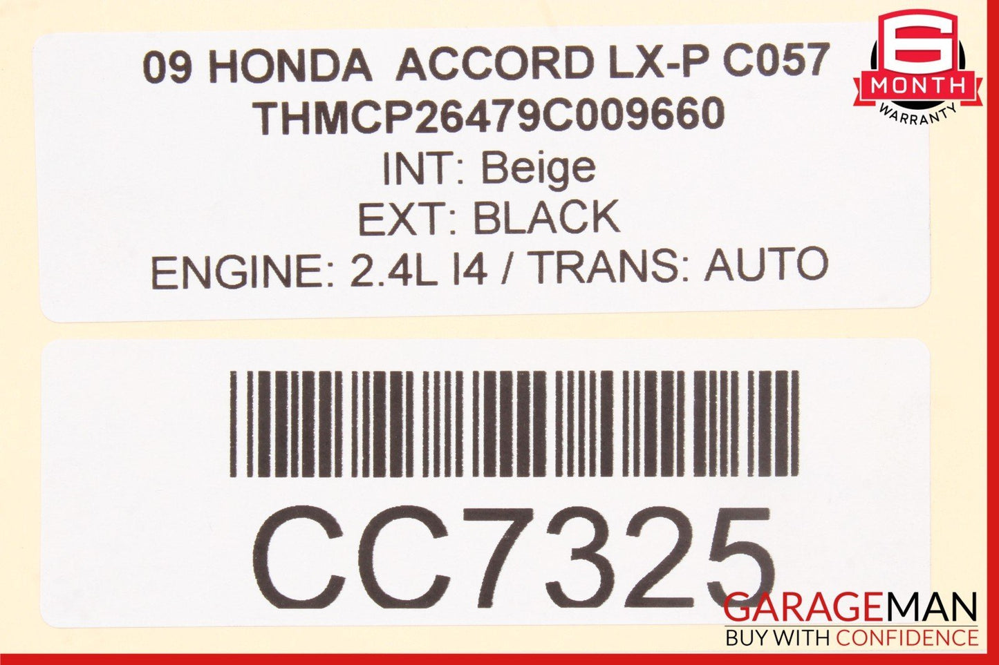08-12 Honda Accord LX-P Rear Trunk Deck Lid Black OEM