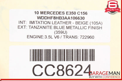 10-11 Mercedes W212 E350 4Matic AWD 3.5L V6 Engine Motor Block Assembly 111k