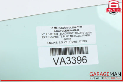 12-19 Mercedes X166 GL550 GLE43 AMG GLS550 Front Right Door Window Glass OEM