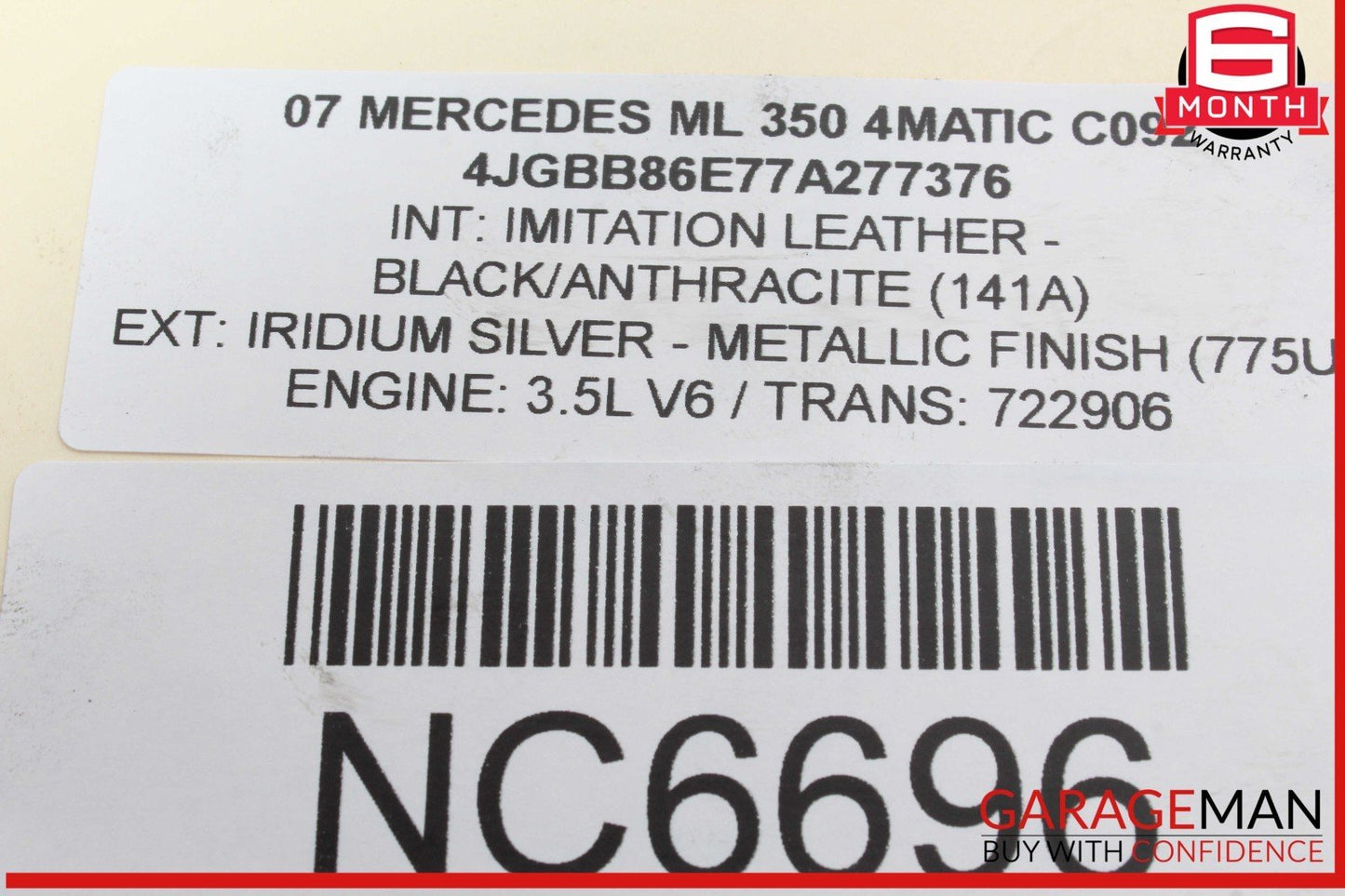 06-11 Mercedes W164 ML350 4MATIC Engine Motor Wire Wiring Harness 2721590825 OEM