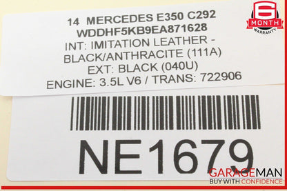 10-16 Mercedes W212 E350 Right Passenger Side Fog Light Cover Trim Grille OEM