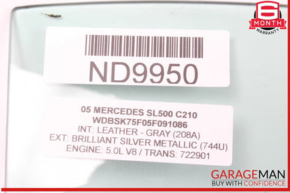 03-12 Mercedes R230 SL500 SL550 Front Right Passenger Side Door Window Glass OEM
