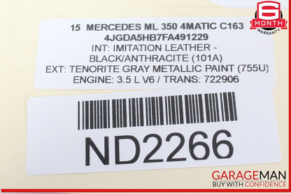 12-15 Mercedes W166 ML350 4MATIC Front Bumper Reinforcement Impact Crash Bar OEM