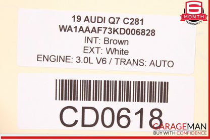 17-19 Audi Q7 Front Left Driver Side Interior Door Panel Trim OEM
