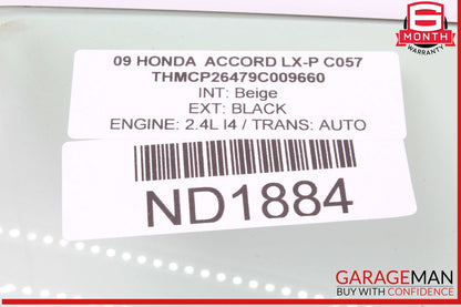 08-12 Honda Accord LX-P Front Right Door Window Auto Glass OEM