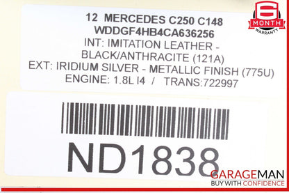 12-14 Mercedes W204 C250 Front Left Side Headlight Head Light Lamp Halogen OEM