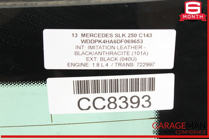 12-20 Mercedes R172 SLK250 SLC43 AMG SLC300 Rear Back Windshield Glass OEM