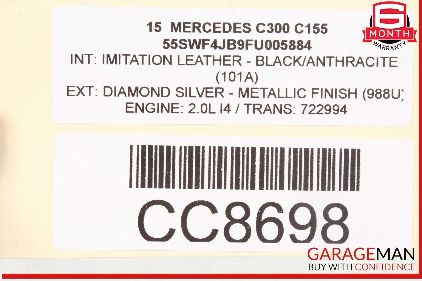 15-18 Mercedes W205 C300 C350e Front Left Side Interior Door Panel OEM