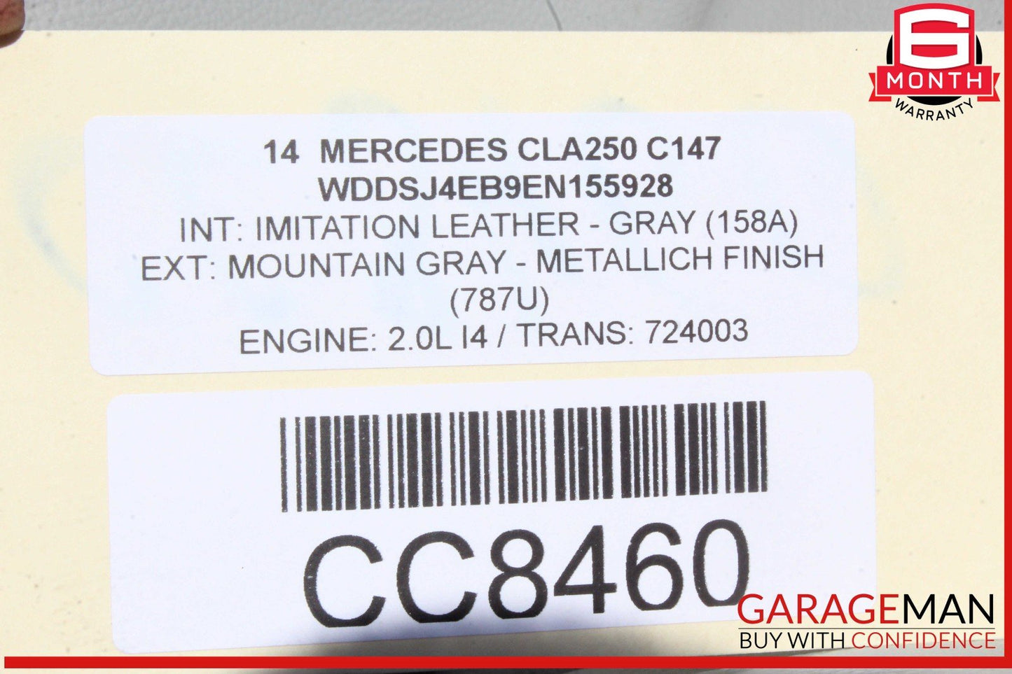 14-19 Mercedes W117 CLA250 Complete Front Right & Left Seat Cushion Cover Assy