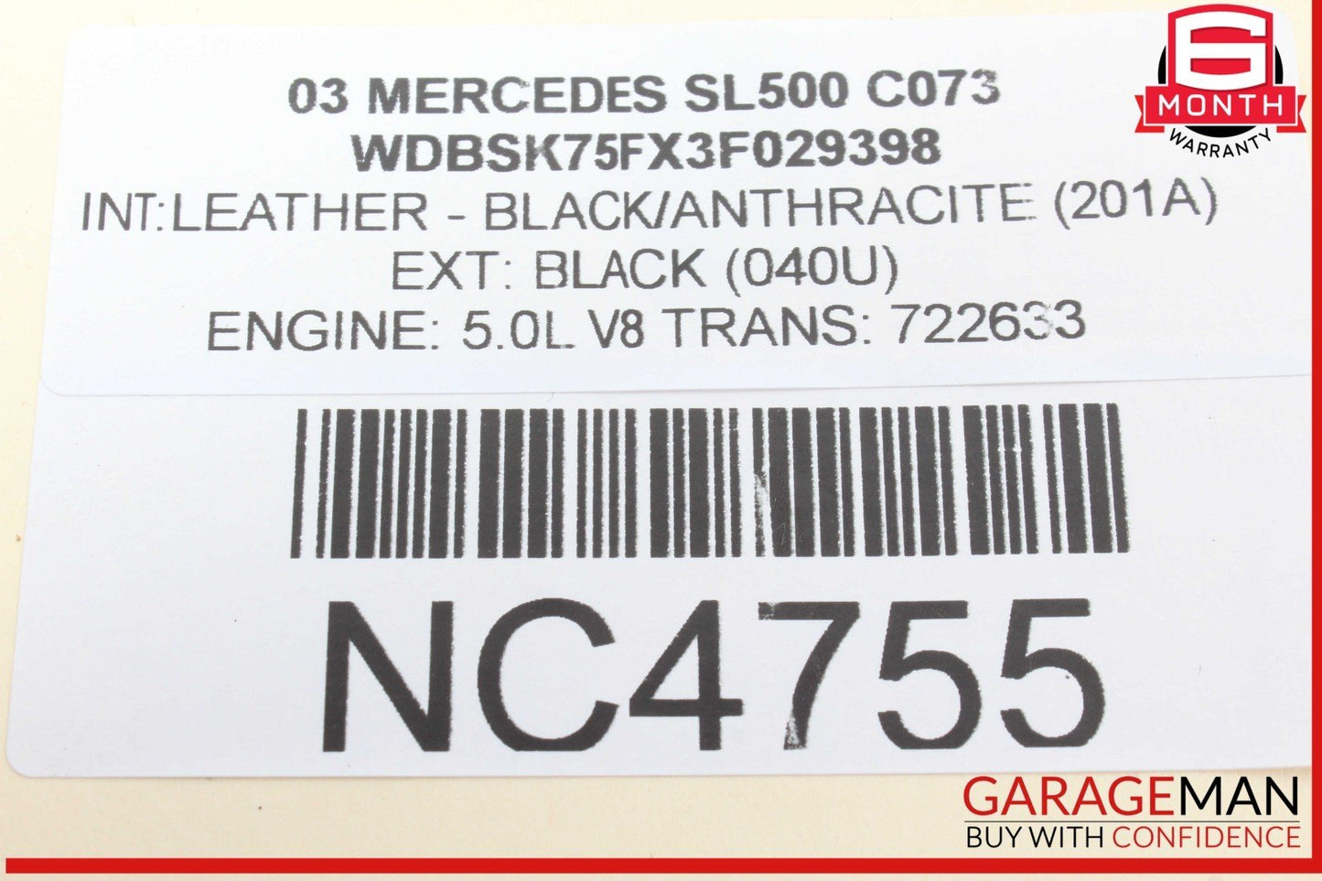 03-06 Mercedes R230 SL500 Convertible Top Roof ABC Mirror Control Switch OEM