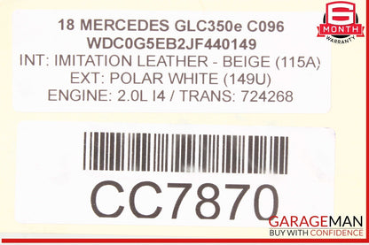 15-25 Mercedes X253 GLC350e C300 Front Right or Left Side Top Upper Seat Cushion