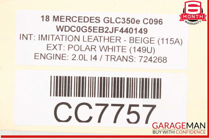 15-20 Mercedes W205 C300 GLC300 RWD Rear Sub Frame Crossmember Cradle Assembly