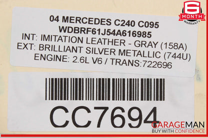 01-05 Mercedes W203 C240 Engine Cooling Radiator Fan Shroud Motor A/C Condenser