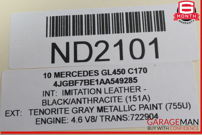 09-13 Mercedes X164 GL450 R350 ML550 Steering Wheel Airbag Air Bag Black OEM