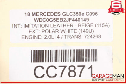 15-25 Mercedes X253 GLC350e C300 Front Right or Left Side Top Upper Seat Cushion