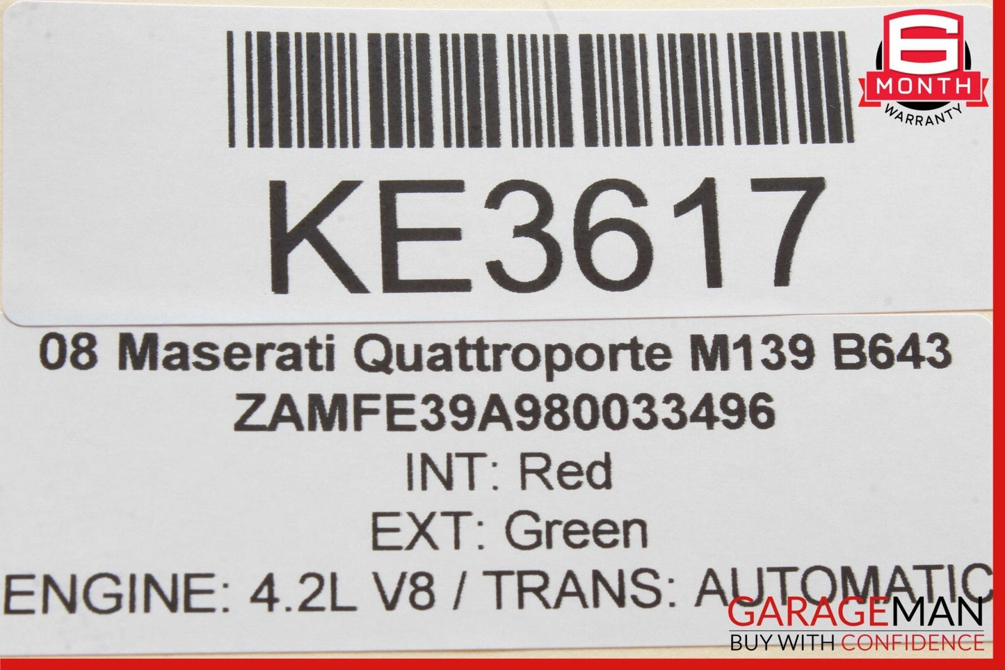 03-13 Maserati Quattroporte M139 Rear Left Side Exterior Door Handle OEM