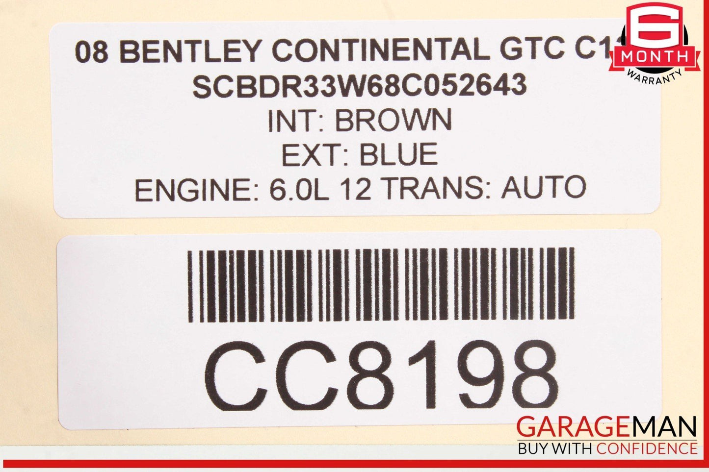07-11 Bentley Continental GTC Rear Right Side Interior Door Panel Brown OEM