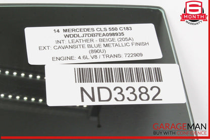 12-14 Mercedes W218 CLS550 CLS63 Rear Right Passenger Side Door Window Glass OEM