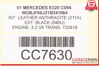 99-02 Mercedes W210 E320 Sedan Rear Upper Seat Cushion Black OEM