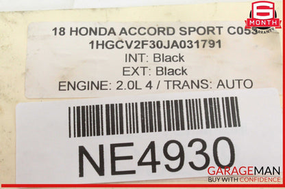 18-22 Honda Accord Sport Steering Wheel w/ Paddle Shifters Black OEM