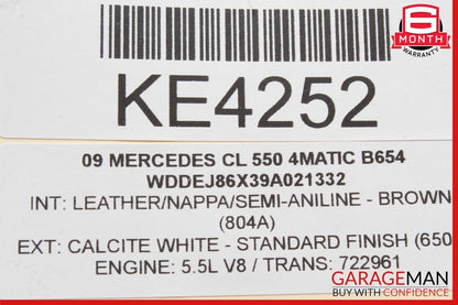 07-14 Mercedes W216 CL550 Rear Center Console A/C Air Vent Trim Assy Brown
