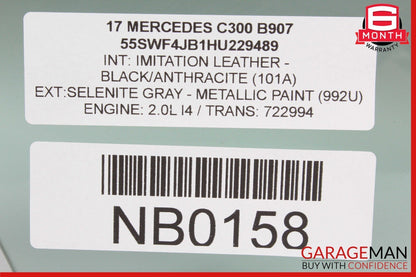 15-21 Mercedes W205 C300 C400 Rear Right Side Door Window Glass OEM