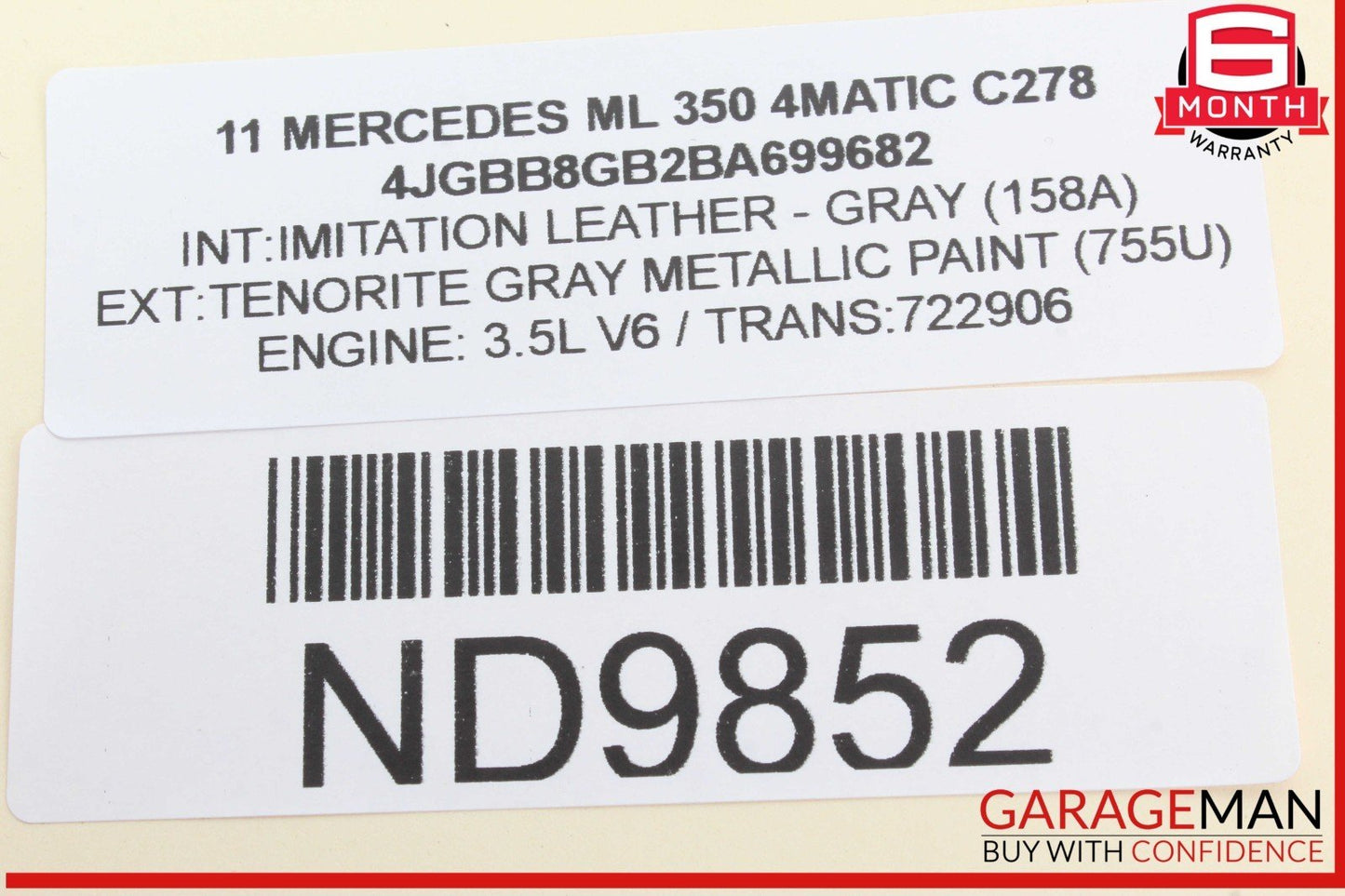 06-13 Mercedes W164 ML350 4MATIC Front Upper Overhead Dome Light Lamp Gray OEM