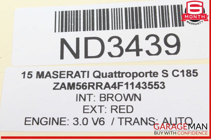 14-22 Maserati Quattroporte S Front Right Side Door Window Regulator OEM