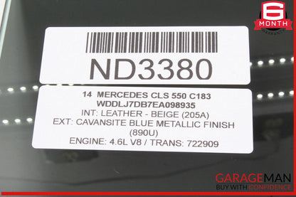 12-14 Mercedes W218 CLS550 Rear Left Driver Side Door Window Glass OEM
