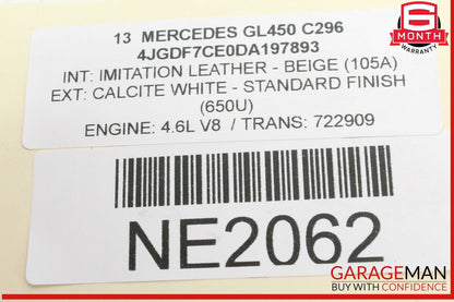 12-13 Mercedes X166 GL450 ML550 4.6L Engine Motor Wire Wiring Harness Wires OEM