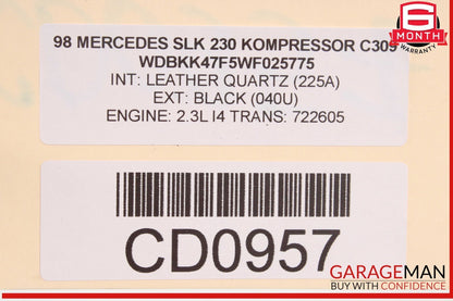 97-04 Mercedes R170 SLK230 C230 Engine Cooling Radiator Fan Motor Shroud Assy
