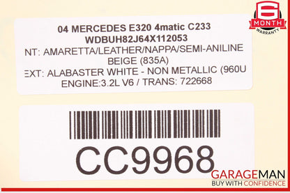 01-05 Mercedes W211 E320 4Matic Engine Motor Block Assembly OEM 146k