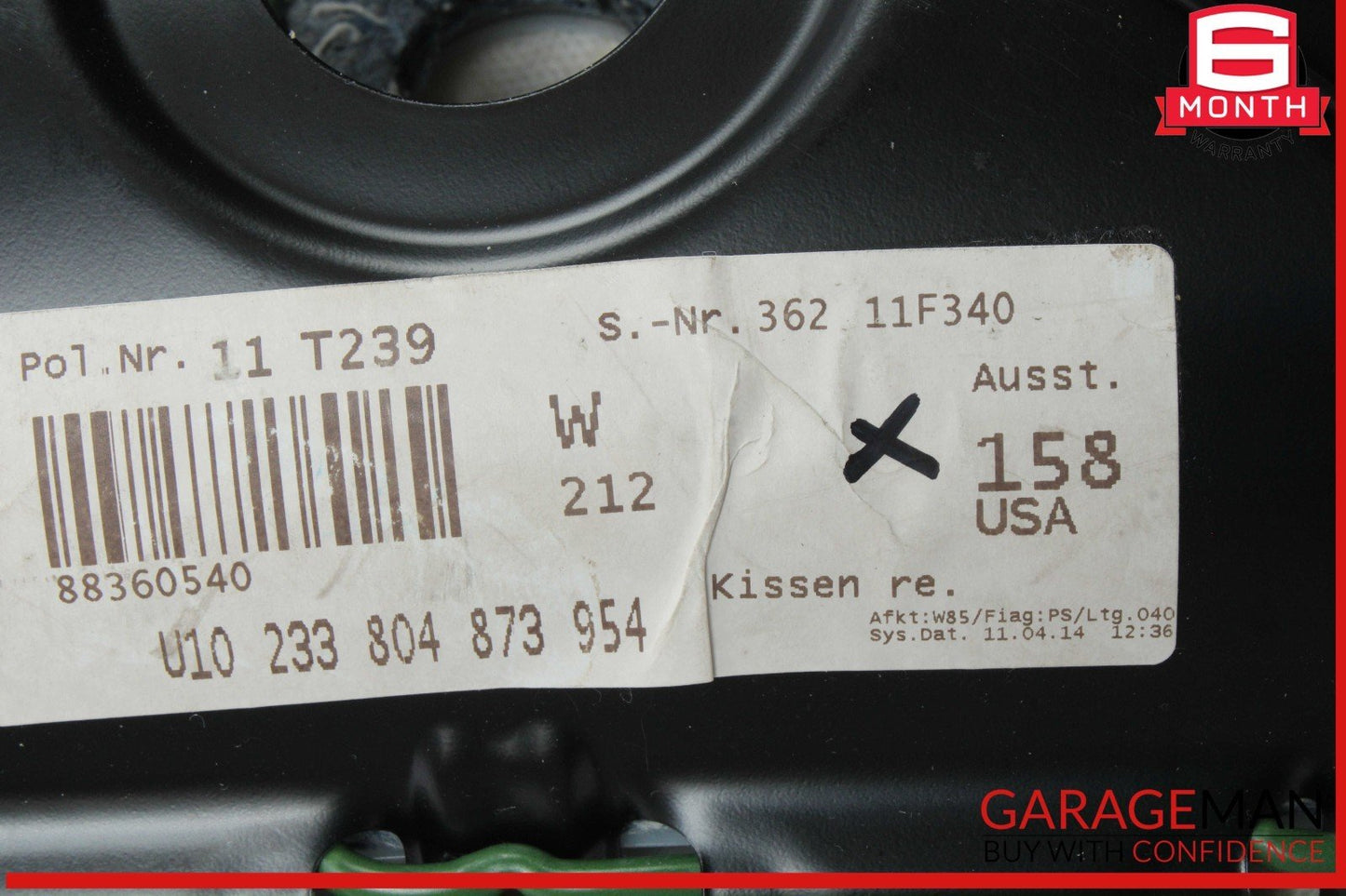 10-16 Mercedes W212 E350 Front Right Lower Bottom Seat Cushion Assembly OEM