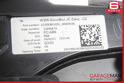 15-20 Mercedes W205 C300 C400 Dashboard Glove Box Compartment Tray Black OEM