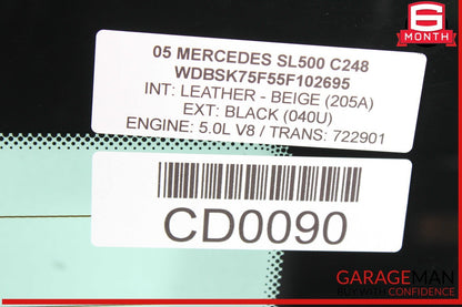 03-12 Mercedes R230 SL500 SL55 AMG Rear Back Windshield Glass Clear OEM