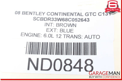 03-13 Bentley Continental GTC Front Brake Calipers Left and Right Side Set OEM