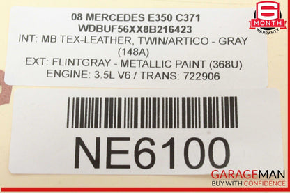 05-12 Mercedes W211 E350 SLK300 Fuel Injector Rail w/ Fuel Injectors OEM