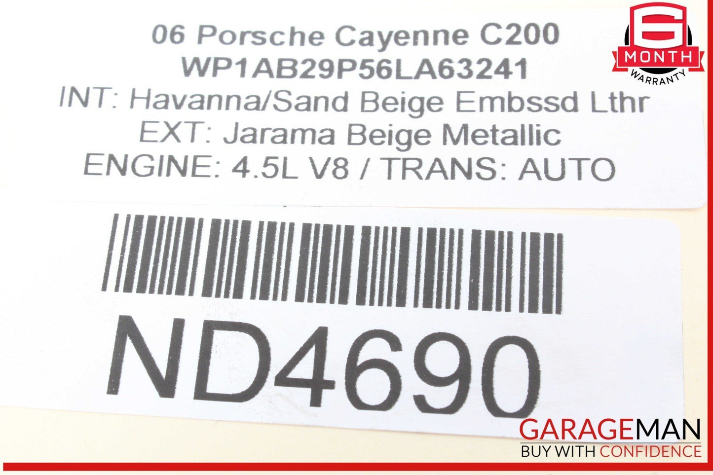 03-06 Porsche Cayenne 955 Right Side Engine Cylinder Head 948105121 OEM
