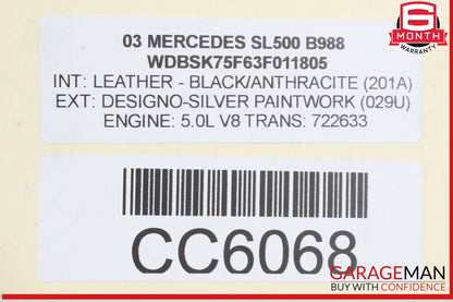 03-08 Mercedes R230 SL500 Front Reinforcement Bar Upper Radiator Support Clip