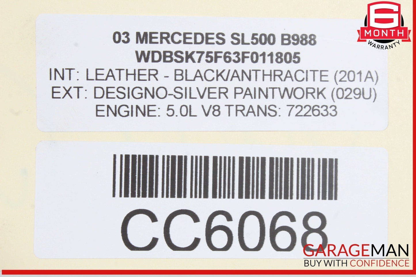 03-08 Mercedes R230 SL500 Front Reinforcement Bar Upper Radiator Support Clip