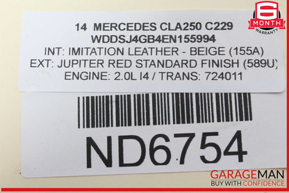 14-18 Mercedes W117 CLA250 Rear Right Passenger Side Door Window Regulator OEM