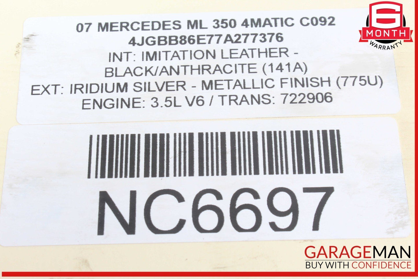 05-12 Mercedes W164 ML350 4MATIC Left Side Engine Motor Cylinder Head OEM
