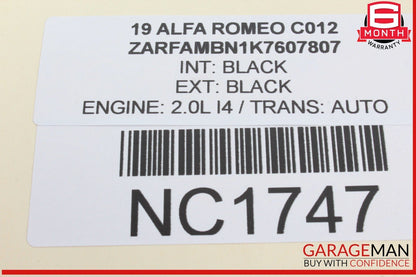 17-19 Alfa Romeo Giulia Center Console Base Frame Body Bracket w/ Cup Holder OEM