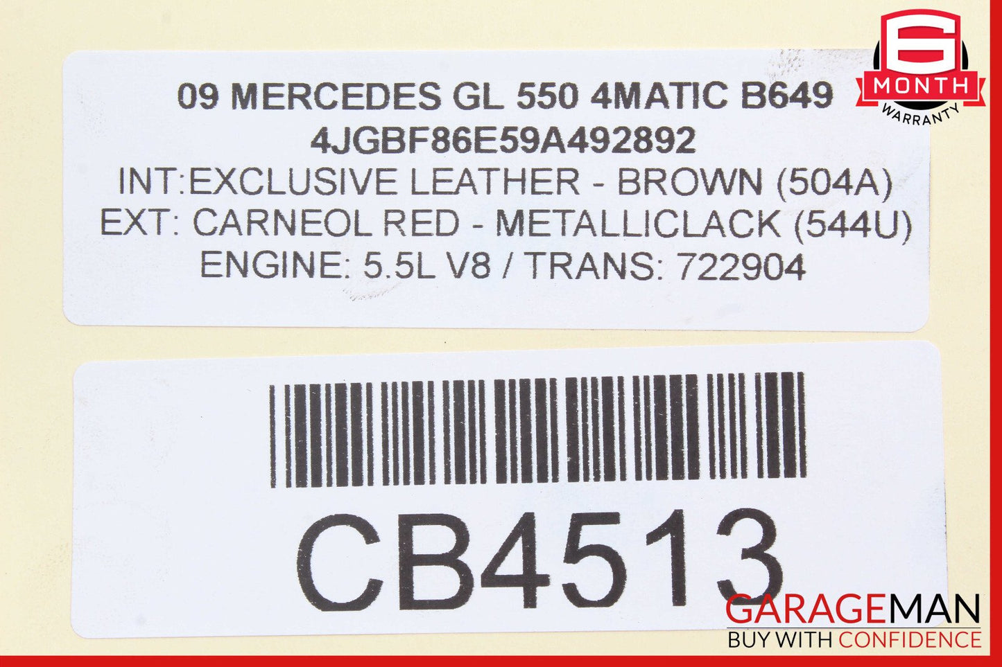 06-12 Mercedes W164 ML500 GL350 GL450 Rear Left And Right Side Brake Caliper Red