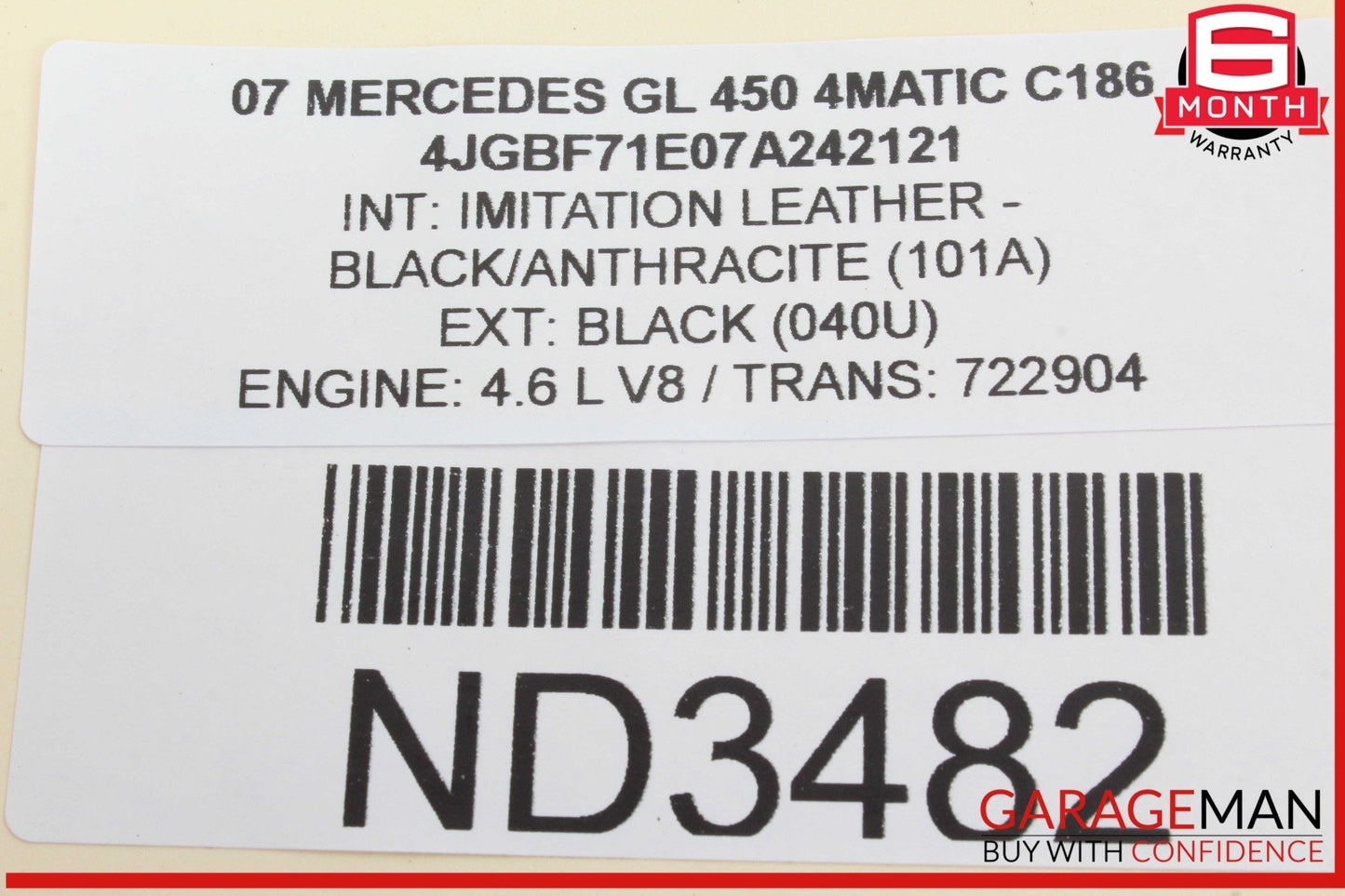 07-09 Mercedes X164 GL450 4MATIC Rear Right Side Tail Light Lamp 1648200564 OEM