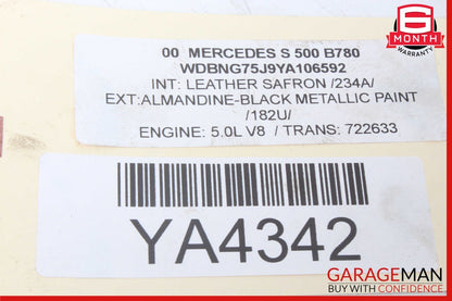 00-06 Mercedes W220 S500 S430 CL500 4 Spoke Driver Steering Wheel OEM
